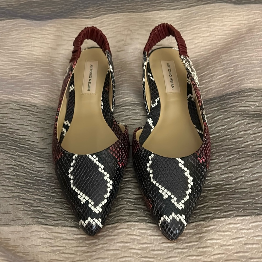 Antonio Melani Sling Back Snakeskin Print Shoes